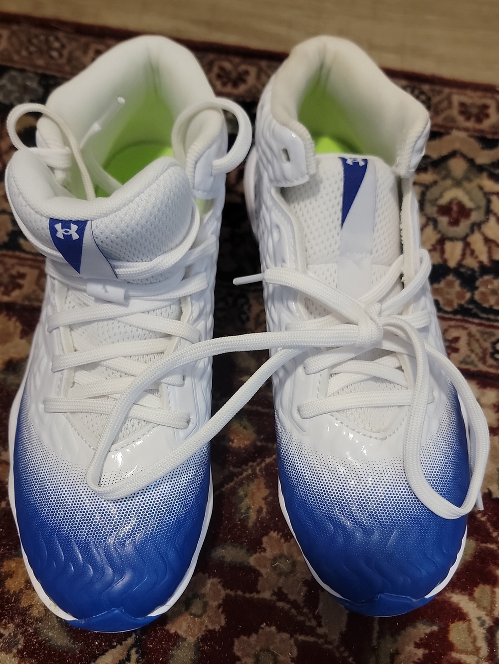 Under Armour Kids White & Blue High-Top Sneakers